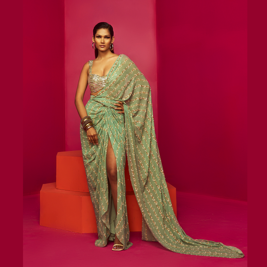 Mint Green Saree Set