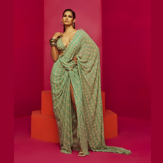 Mint Green Saree Set